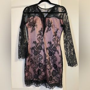 Women’s sexy rose and lace dress M